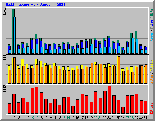 Daily usage for January 2024