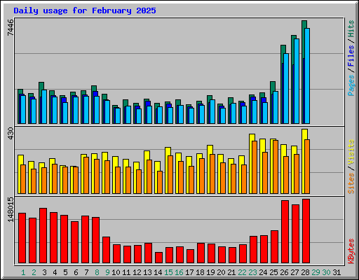 Daily usage for February 2025