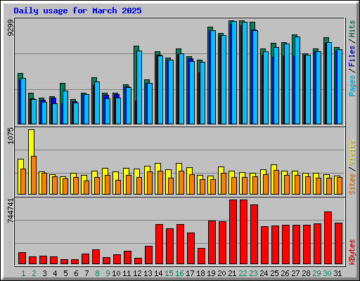 Daily usage for March 2025